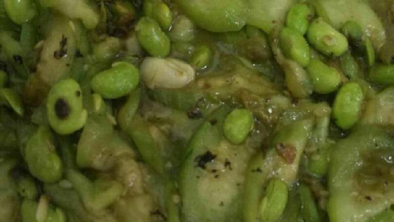 丝瓜炒毛豆,成功