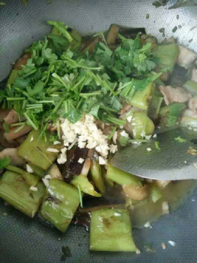 耗油尖椒茄子,尖椒茄子放里一起炒,放盐酱油耗油,耗油多放点比较好吃,喜欢吃麻辣口,可以再放点麻油和辣椒油,少添一点水炖一会,汁靠干软烂就好了,出锅前再撒点蒜末和香菜提味!