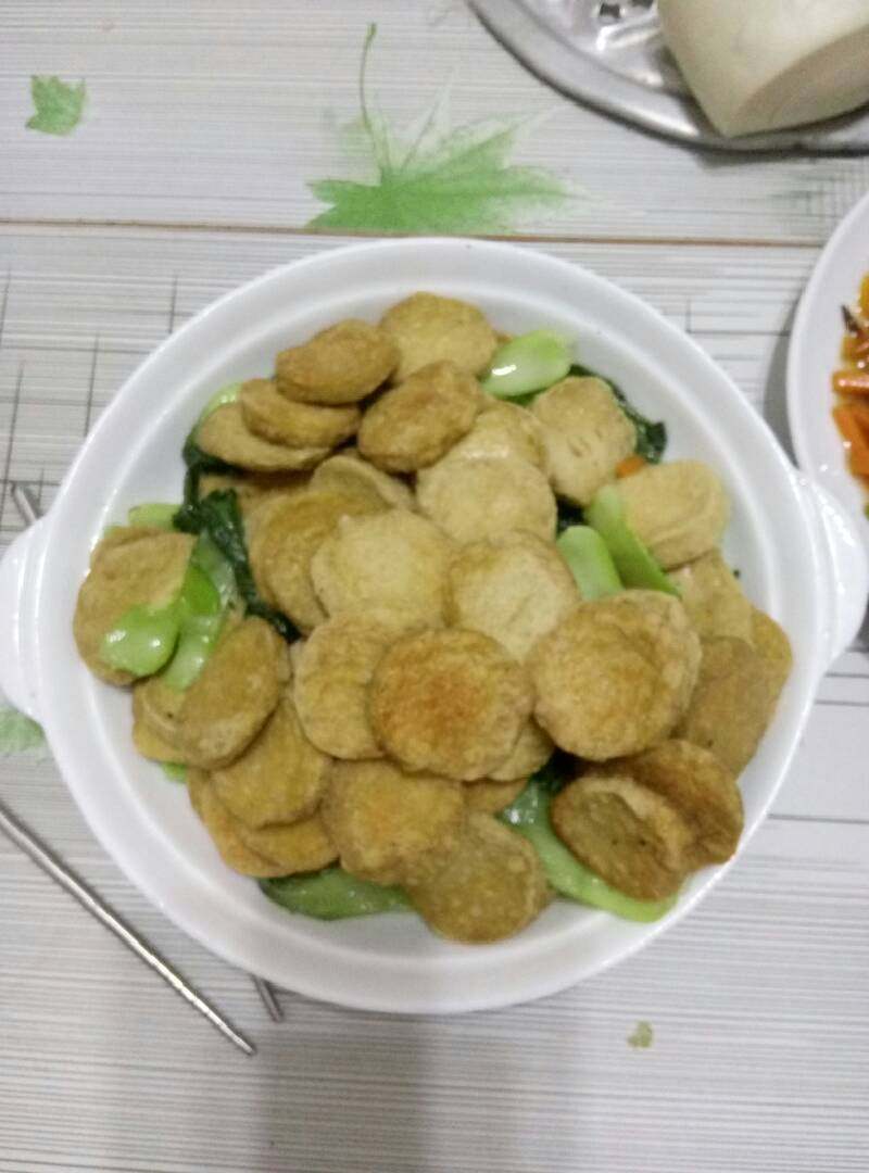 绿色青菜配素鸡，清炒