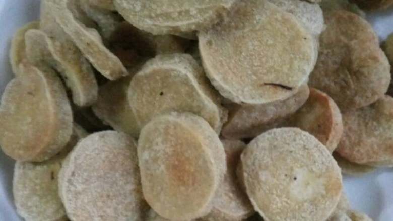 绿色青菜配素鸡，清炒,完全炸完了