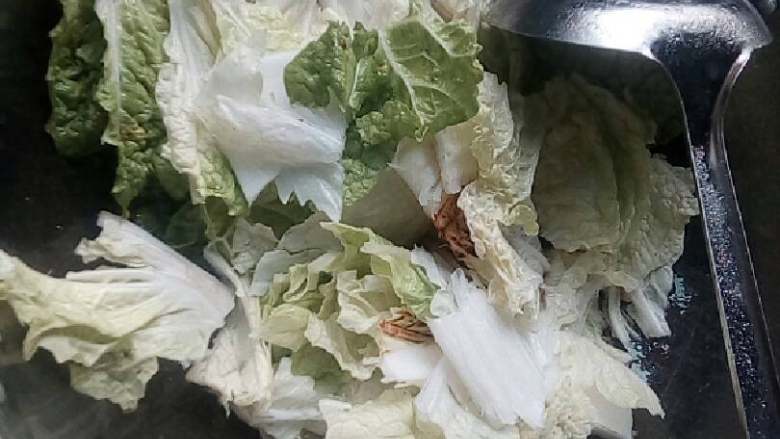 家常小炒,放入白菜 ，加些盐，酱油，翻炒