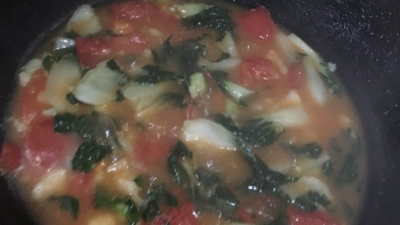 青菜番茄鸡蛋疙瘩汤！,总筷子顺时转开