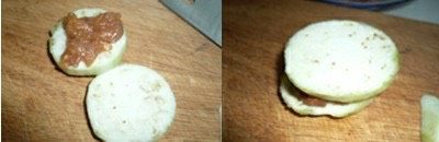 黄金茄夹,<a style='color:red;display:inline-block;' href='/shicai/ 58'>茄子</a>切成片，可切断也可相连，每两片之间嵌入肉糜，放入蛋液滚一滚，沾满蛋液