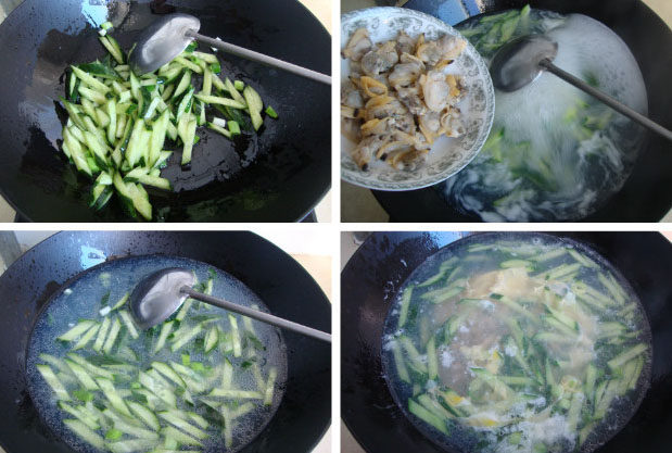 大连特色:蚬子面 ,倒入煮蛤蜊的原汤,注意不要把底下的沙子也倒进去,加盐、<a style='color:red;display:inline-block;' href='/shicai/ 756'>鸡精</a>调味