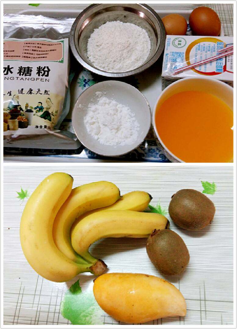 班戟香蕉芒果+#挑战鸡蛋的100种做法#,备好所以食材