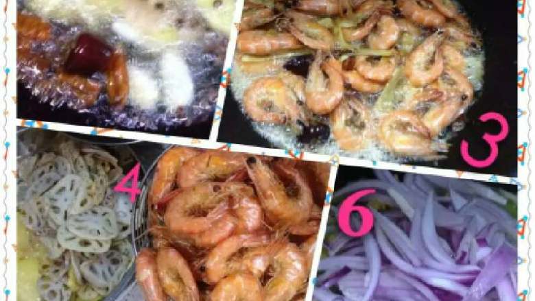 干锅虾，家常菜。,也可以加鱿鱼，排骨，鸡翅都可以的。也有朋友油里面加了八角，香叶炒香再去掉渣。