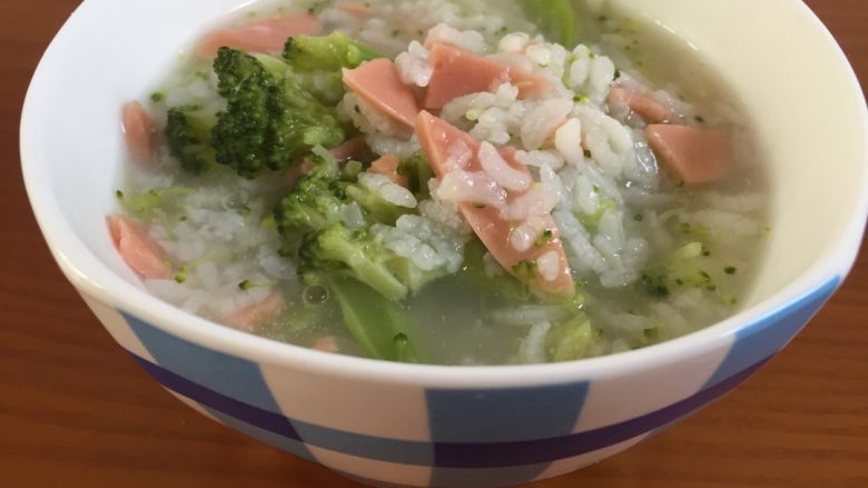 西兰花火腿粥