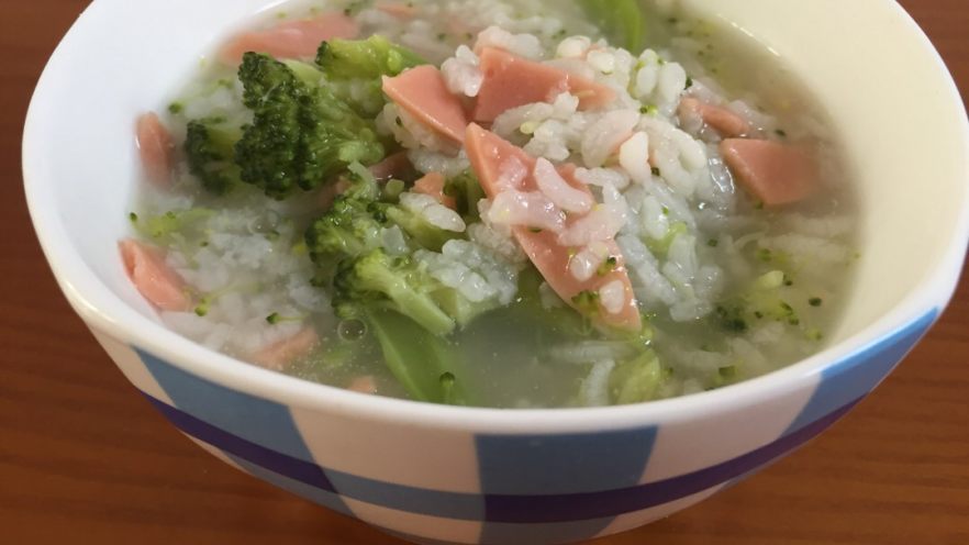 西兰花火腿粥