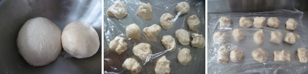 鲜肉月饼~~,<a style='color:red;display:inline-block;' href='/shicai/ 6909'>油酥</a>材料混合成团后,同样覆盖保鲜膜静置30分钟。