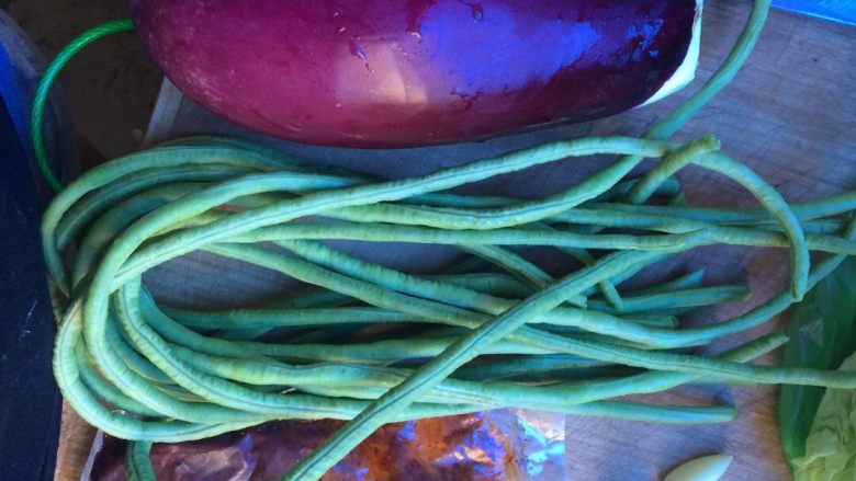 茄子豆角,材料集合