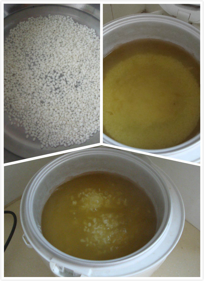 消暑降火：菊花冰粥,<a style='color:red;display:inline-block;' href='/shicai/ 498'>糯米</a>洗净，用泡菊花的水煮成粥