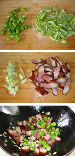 开胃下饭：青椒炒腊肉,所有材料改刀