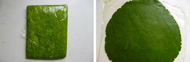 超可爱~~~~棉花糖小花饼干,取出冷藏后的面团略揉捏至变柔软后用擀面杖擀开成约3mm左右厚度的面片,用小花形饼干模压出面胚放入mini麦芬模,轻轻按压,使面胚成凹陷状。