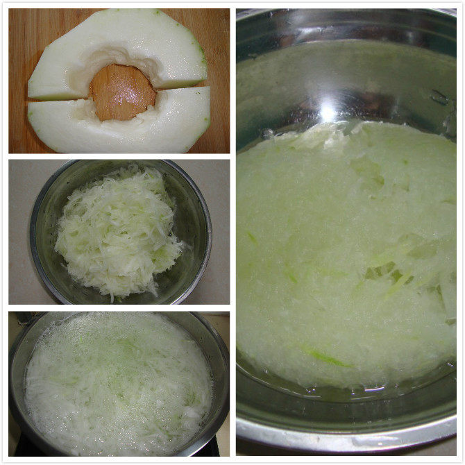 清宫养生菜：丝瓜烩官燕 ,<a style='color:red;display:inline-block;' href='/shicai/ 56'>冬瓜</a>去皮擦丝，焯水过凉