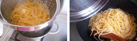 培根奶酱意面~~~分分钟被光盘,把煮好的面条加入到做法3的锅中同时加入一大勺煮面的汤水，并加入做法2的蛋奶液，迅速翻拌至蛋奶液颜色变浅即可出锅装盘。