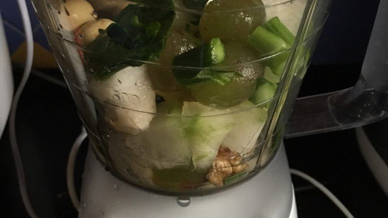 蔬果糊-13,把食材放在打糊機裡面,加入250ml約40度以下的溫水