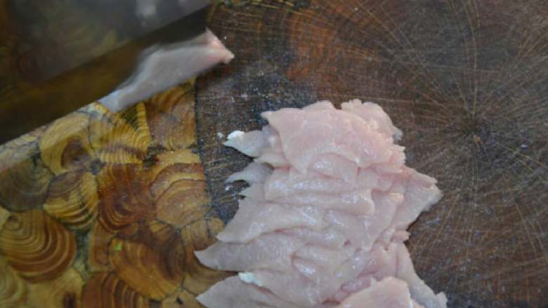 水煮肉片,将<a style='color:red;display:inline-block;' href='/shicai/ 4430'>里脊肉</a>切成薄片。