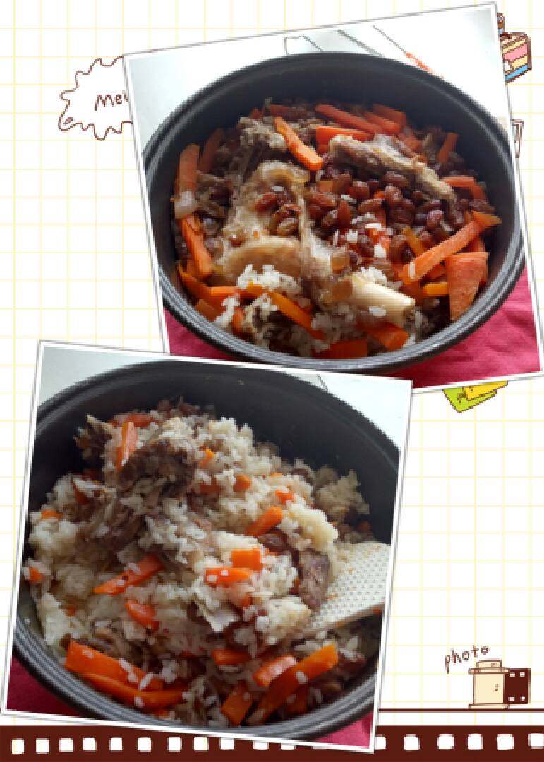 羊肉抓饭,出锅后搅拌均匀装盘即可,美味可口的羊肉抓饭做好了,是不是很有食欲。