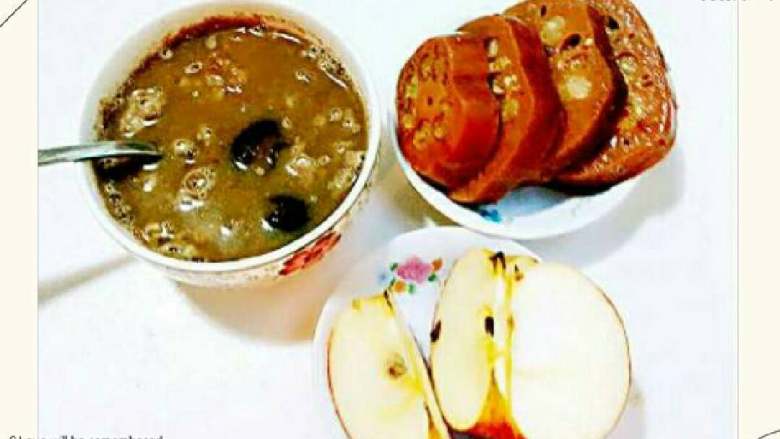 我家的家常早餐,8:红枣米粥、糯米藕、苹果🍎