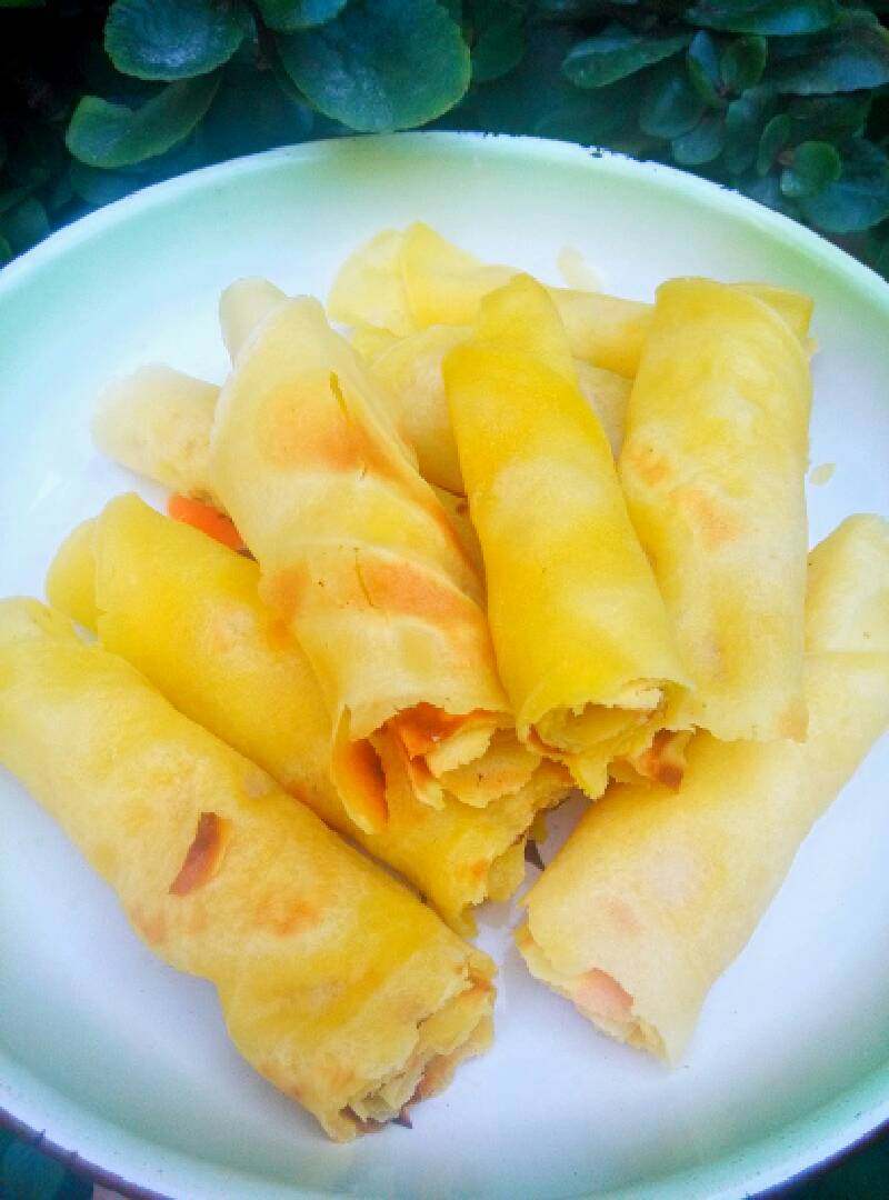 平底锅版原味蛋卷#挑战鸡蛋的100种做法#