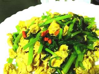 茼蒿炒鸡蛋+#春意绿#