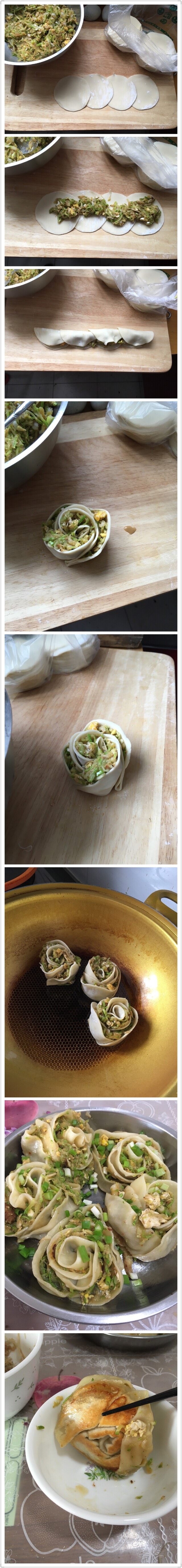 玫瑰花锅贴,下锅