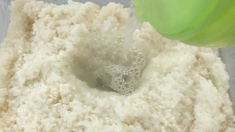 甜酒酿--家庭简单版,再往挖好的坑里加入适量的温水,然后盖好盖子,冬天用布包下,放在温室,(时间由当地温度决定酒酿的成熟度)
