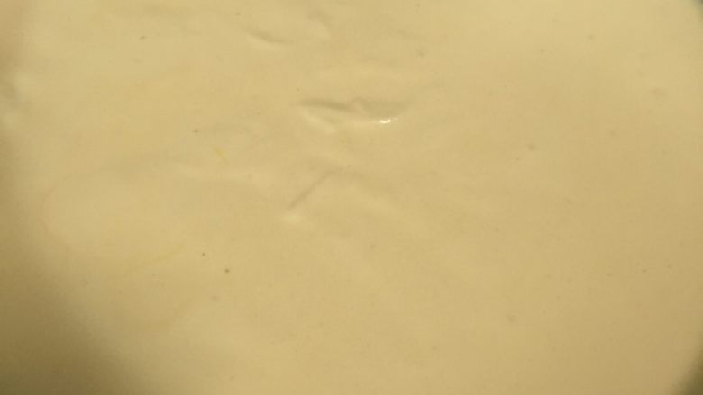 双层蛋糕,把搅拌好的蛋糕糊全部倒入模具里,震出大气泡,烤箱预热