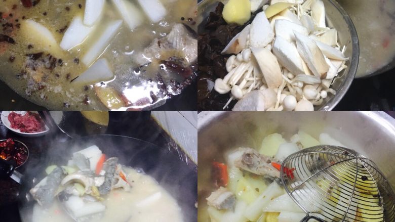家庭版水煮活鱼,水开后,就可以下萝卜、土豆这些比较难熟的菜,盖上锅盖静等12分左右(菜熟了即可),全部捞出来放在盆子里