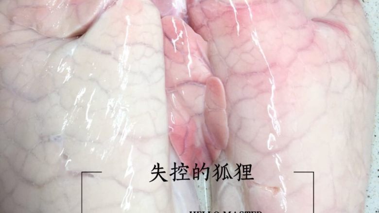 猪肺的处理方法,完全清洗干净的猪肺，清洗好的猪肺是发白的哦。一定要努力多灌水倒水，来回反复。