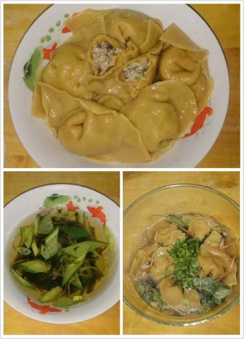 金草帽馄饨,分别煮馄饨、做清汤,合成美味。