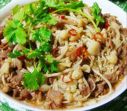 金针菇炒羊肉片