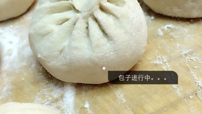 第一次蒸包子,准备工作都已就绪,这时就是包了,包子的颜值我自己是较满意的……