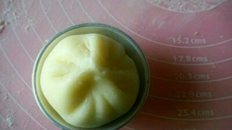 雪媚娘,将雪媚娘放进一个圆形的模具里，调整一下形状