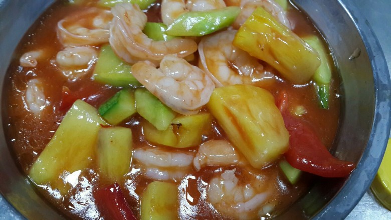 菠萝虾仁锅巴,看特写图