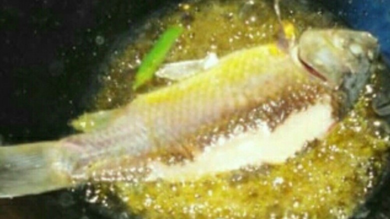 泡菜鲫鱼,锅烧热 倒入<a style='color:red;display:inline-block;' href='/shicai/ 848'>菜籽油</a> 油熟了将鲫鱼放入油中两面炸到金黄