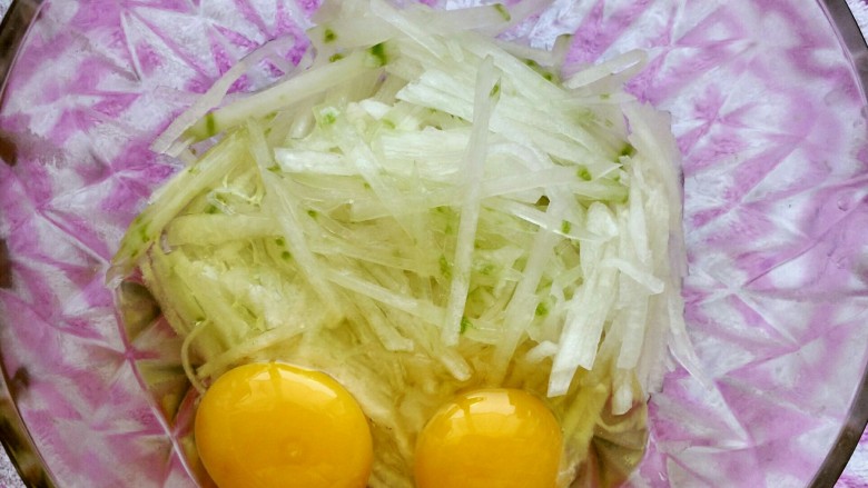 冬瓜新吃之不一样的肉末烧冬瓜,再打入两个鸡蛋,搅拌均匀
(如果怕不好定型,可以再加入少许淀粉)