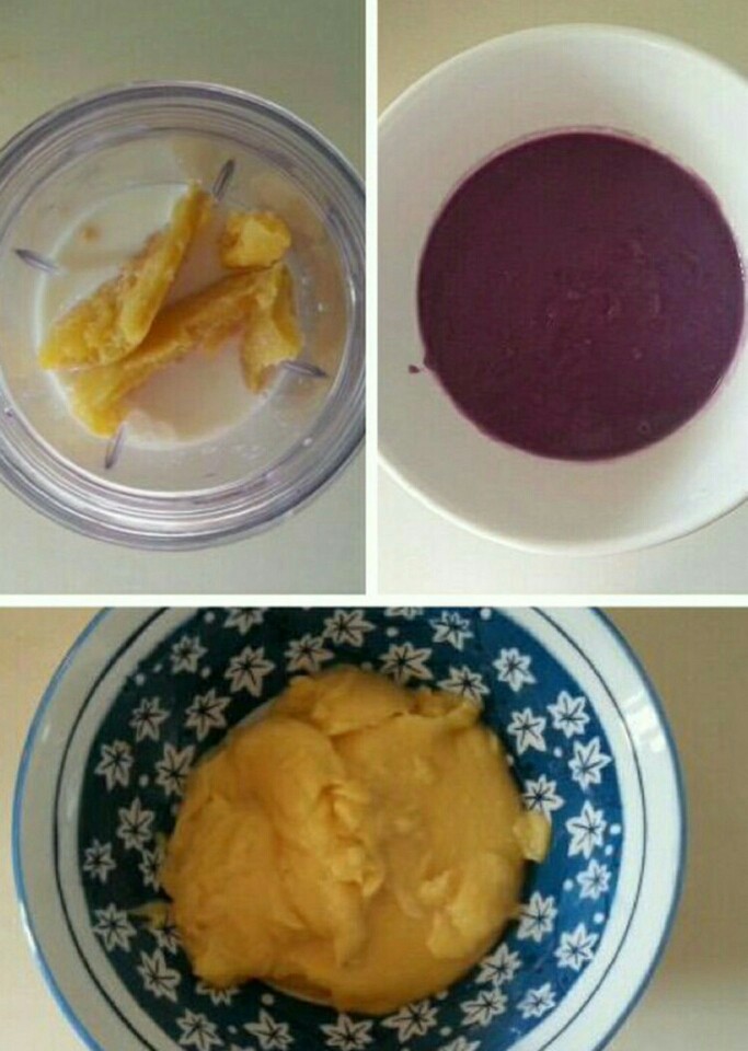 紫薯红豆饼,煮置红豆水干,豆子煮烂捞出备用。