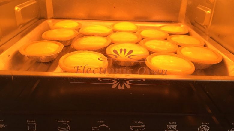 苹果粒蛋挞,上下层温度调180度，15分钟到20分钟