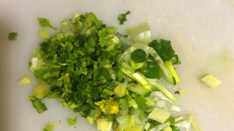 秘制麻辣麻酱凉面,小葱、香菜切碎,一瓣大蒜切末(不喜可不放)