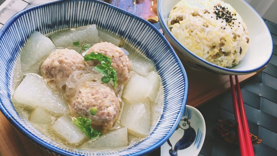 春季去火正当时～冬瓜肉丸汤+杂粮饭