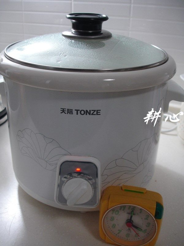 苦瓜炖水鸭,盖锅盖,通电,炖1小时。