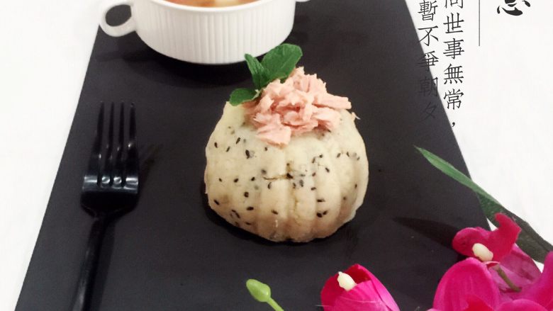 芝麻土豆泥 桃胶银耳莲子羹,完成,摆造型