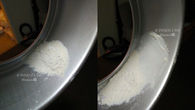 【经典胡萝卜蛋糕】 胡萝卜的华丽变身,准备一个8寸活底蛋糕模,底部垫油纸,壁上涂油裹粉,目的是防粘。