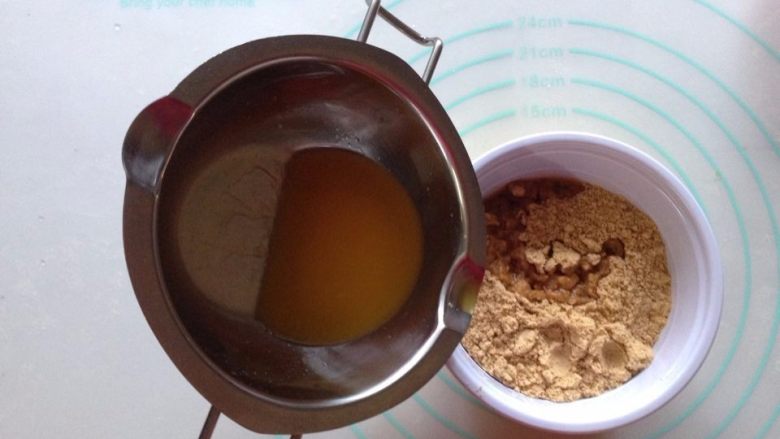 蓝莓酸奶慕斯蛋糕(免烤版),消化饼干用擀面杖压碎(或料理机打碎),加入融化的黄油并拌匀