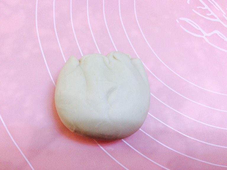 合菜饼,向这样包好口向上,