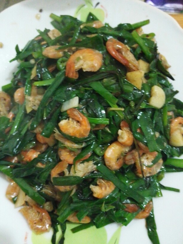 韭菜小河虾,如果是没有韭菜多放点辣椒也可以,🌵好香呀😍😍😍