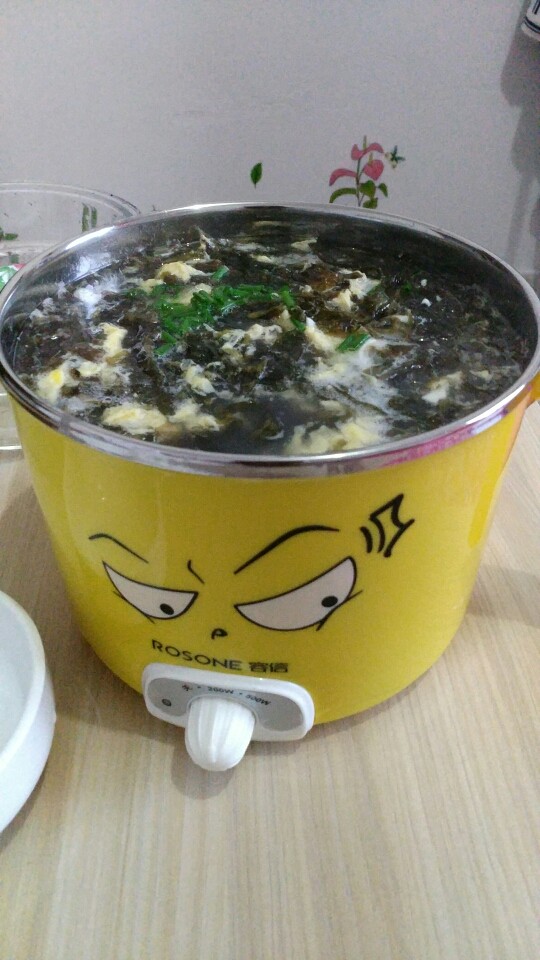 紫菜豆腐蛋花汤,给我可爱的小电锅来个特写