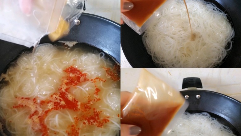 柳州螺蛳粉,放入酱料,辣椒酱,醋,<a style='color:red;display:inline-block;' href='/shicai/ 794'>臭豆腐</a>,煮3分钟左右