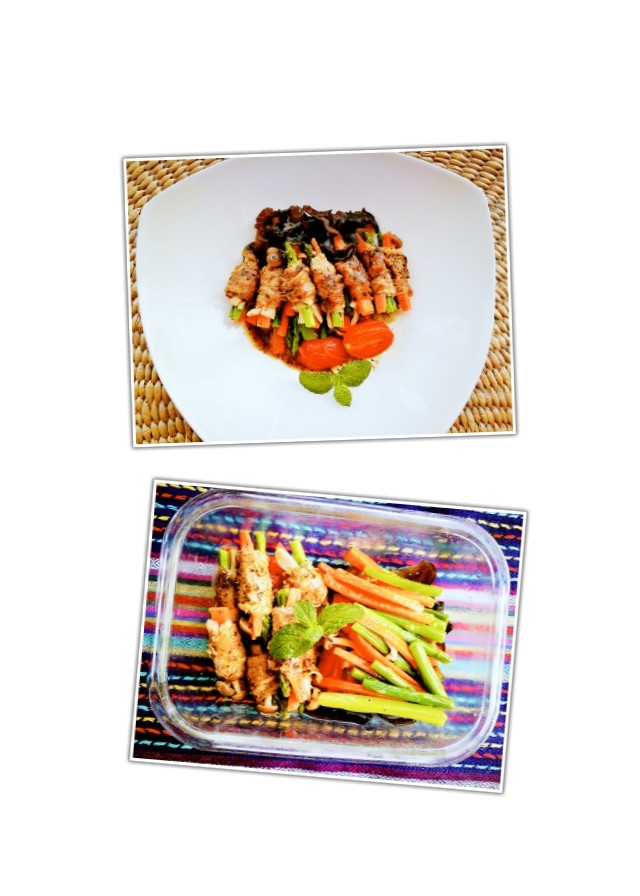 五色牛肉卷和豆腐羹,牛肉的香与青椒<a style='color:red;display:inline-block;' href='/shicai/ 54'>黄瓜</a>条的脆,沾一点鲜美的牛肉汤汁,搭配米饭,包你吃得停不下口,而且营养丰富哦。
